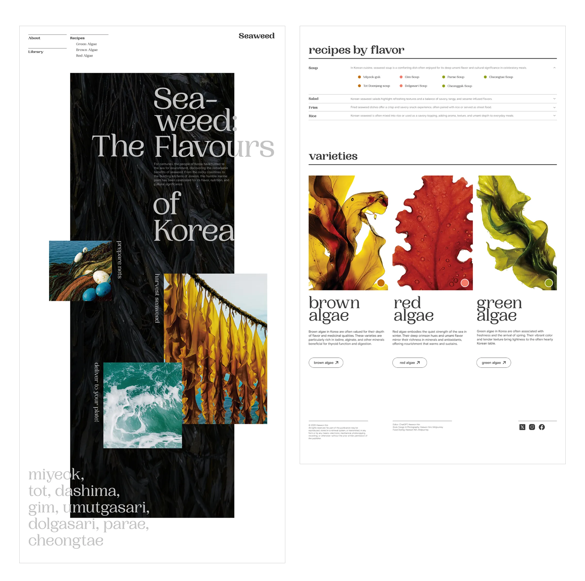Desktop layout of the cookbook website.