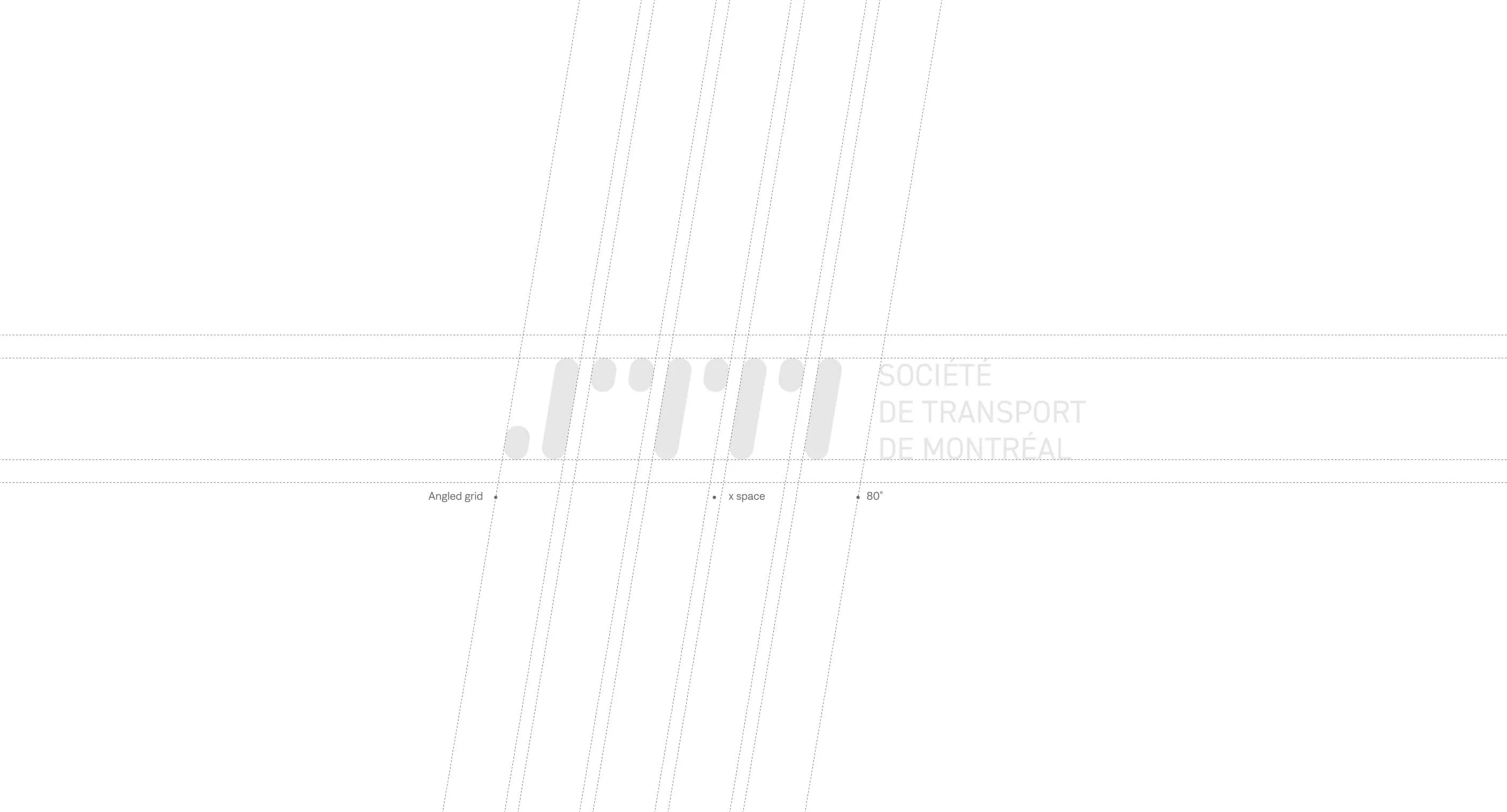 STM logo construction grid showing geometric breakdown of logo mark and sans serif letterforms