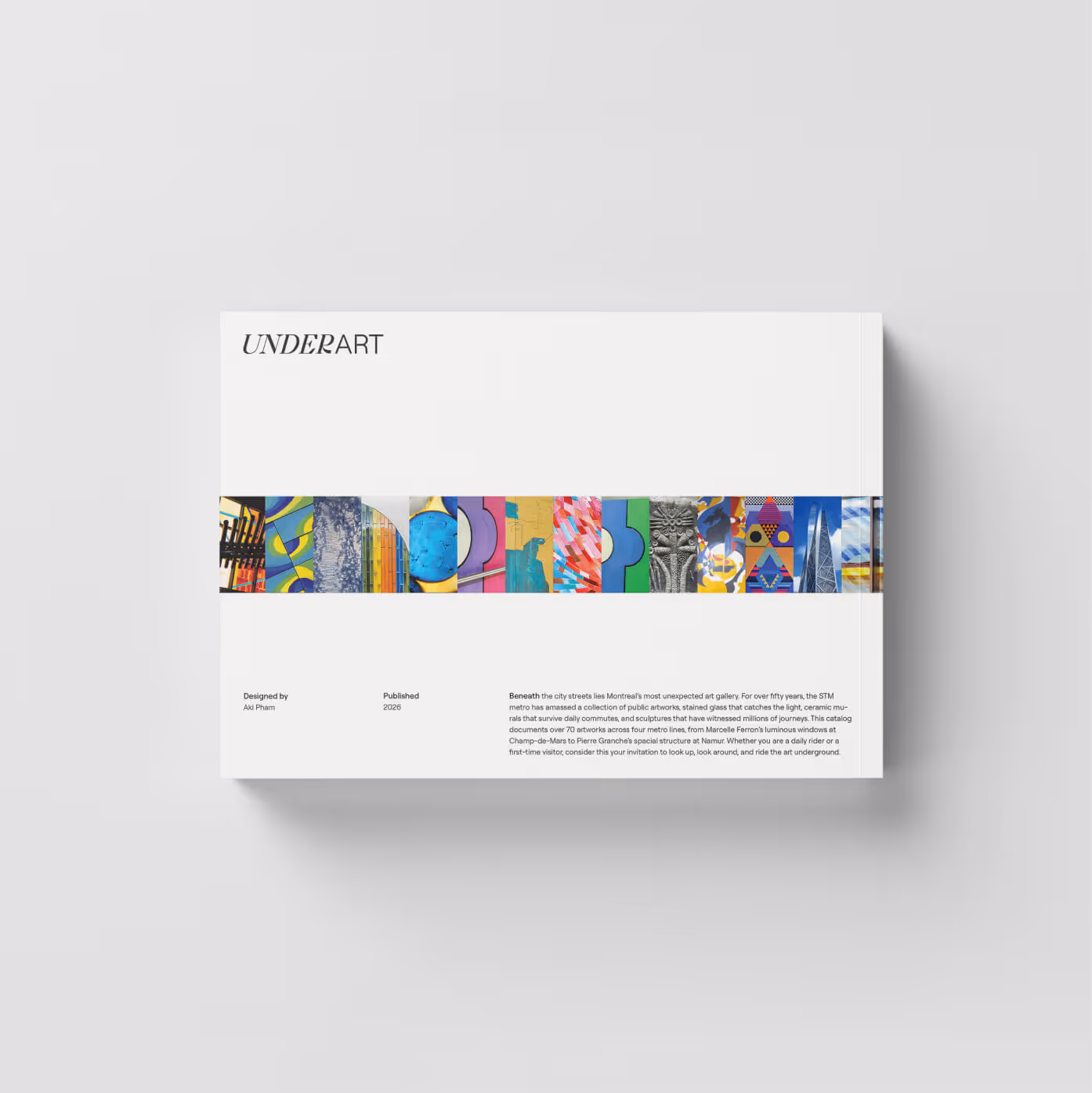 Back cover of UnderArt, a catalogue documenting Montreal's metro art, station by station