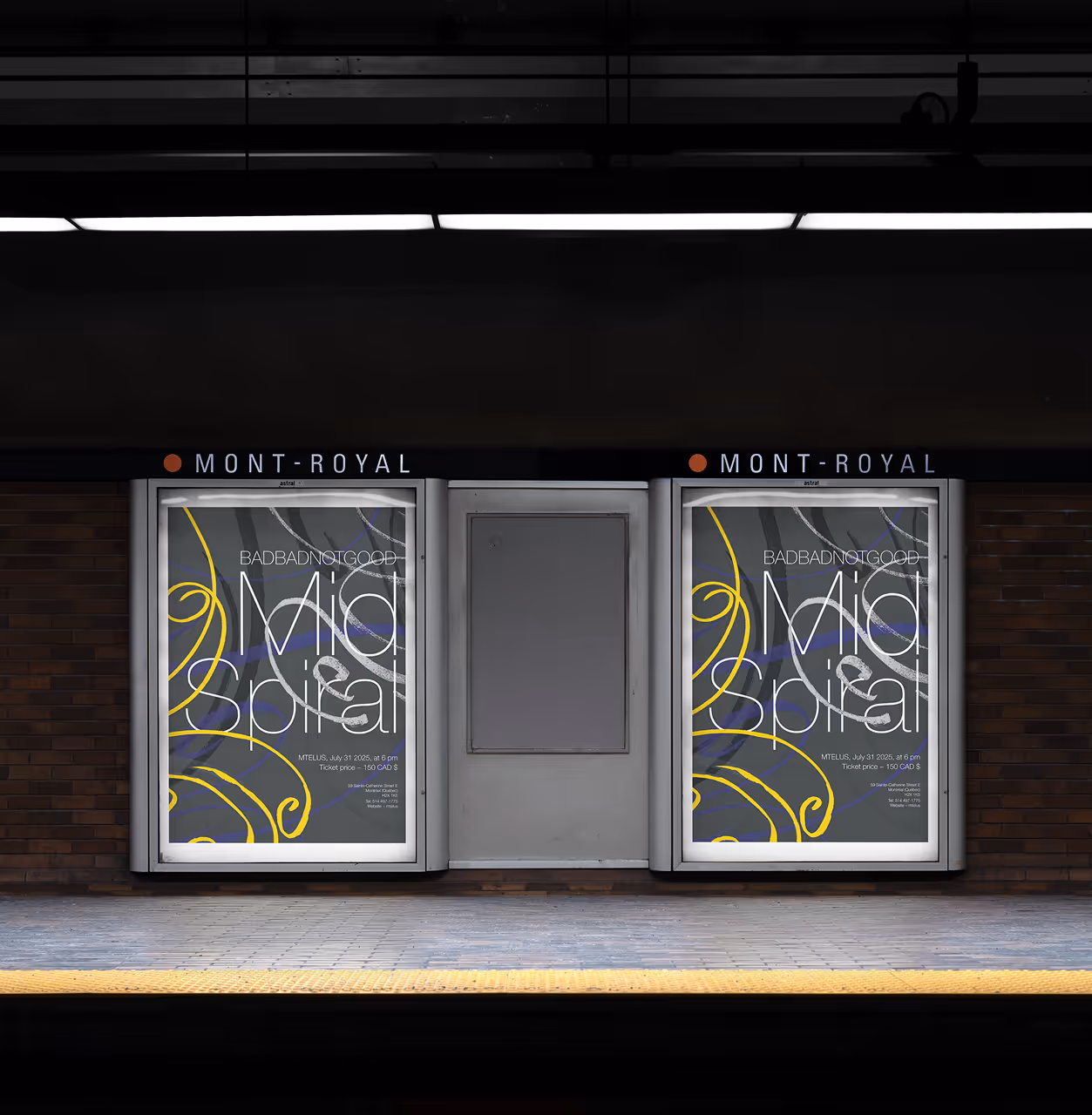 Poster placed in context in the Montreal metro