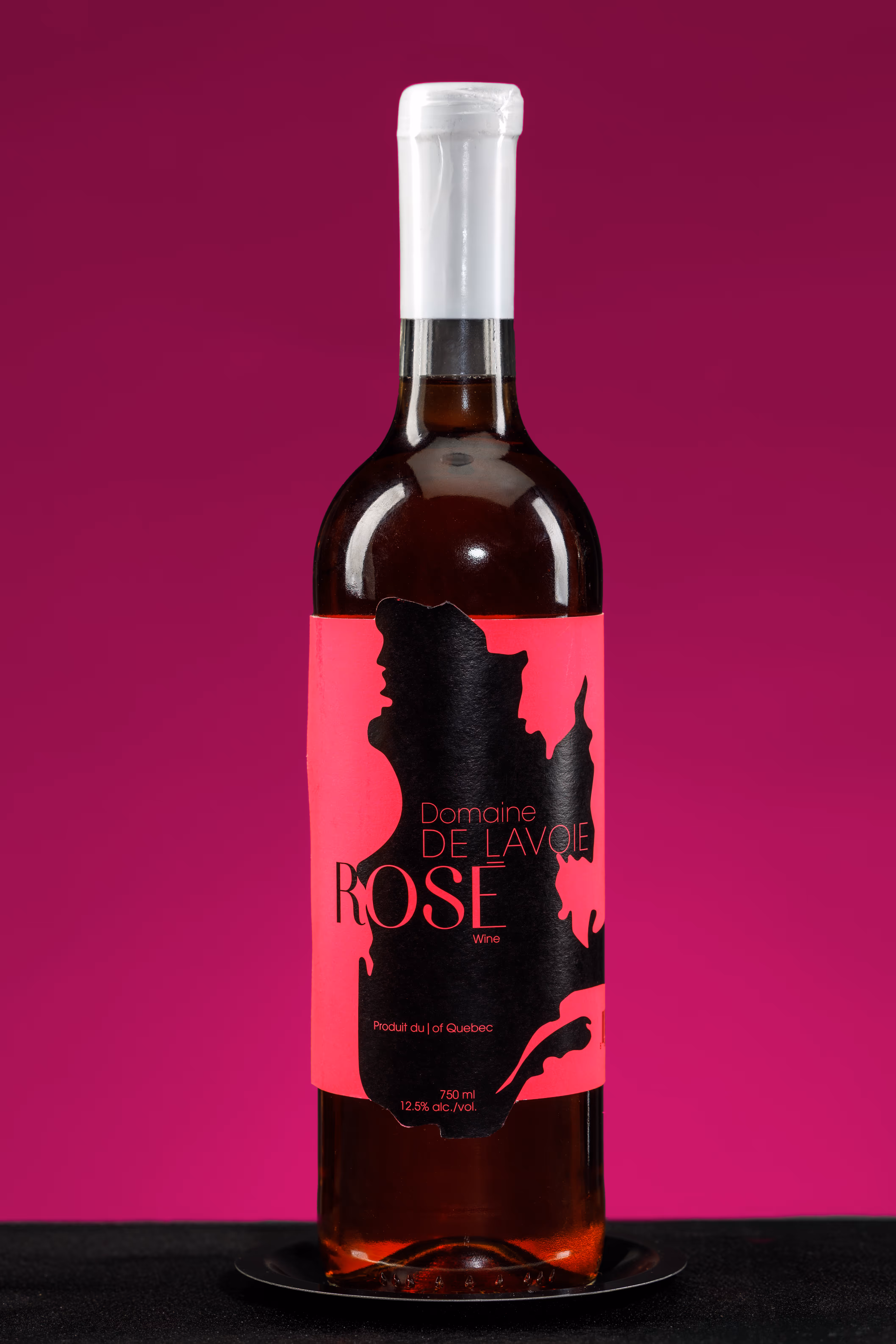Neon pink wine bottle