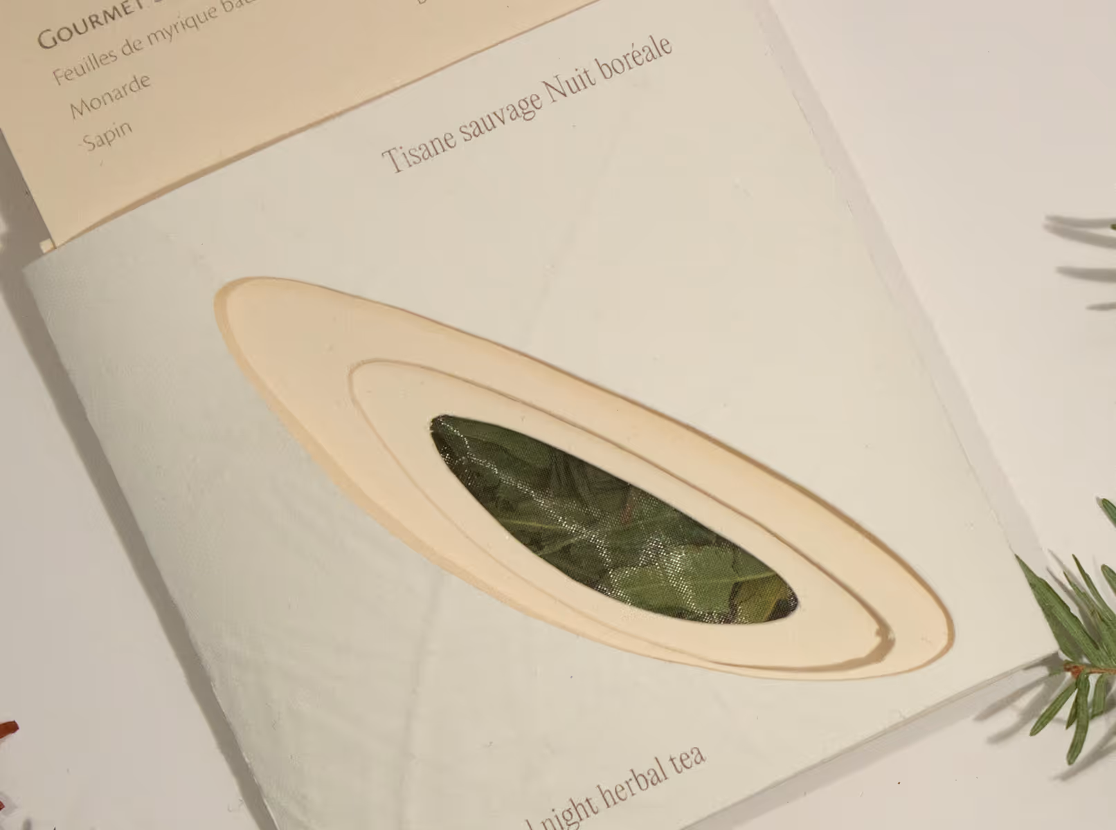 Close up image of boreal night tea packaging.