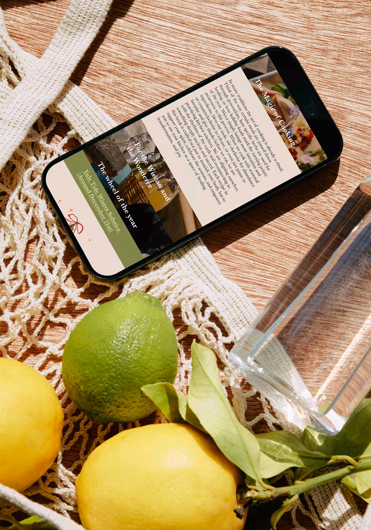 woebsite of ritual cookbook on a phone