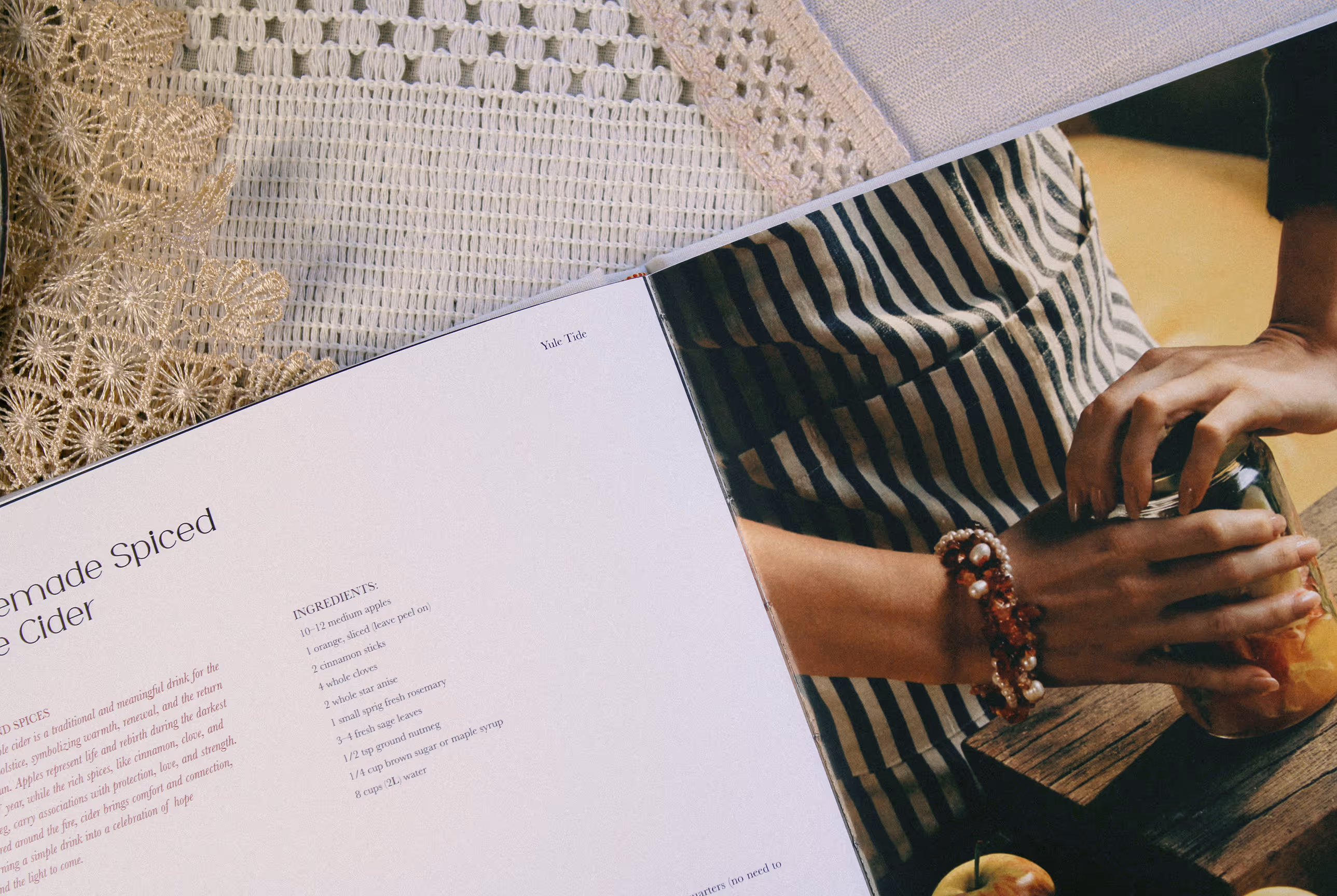 Close up of cookbook layout