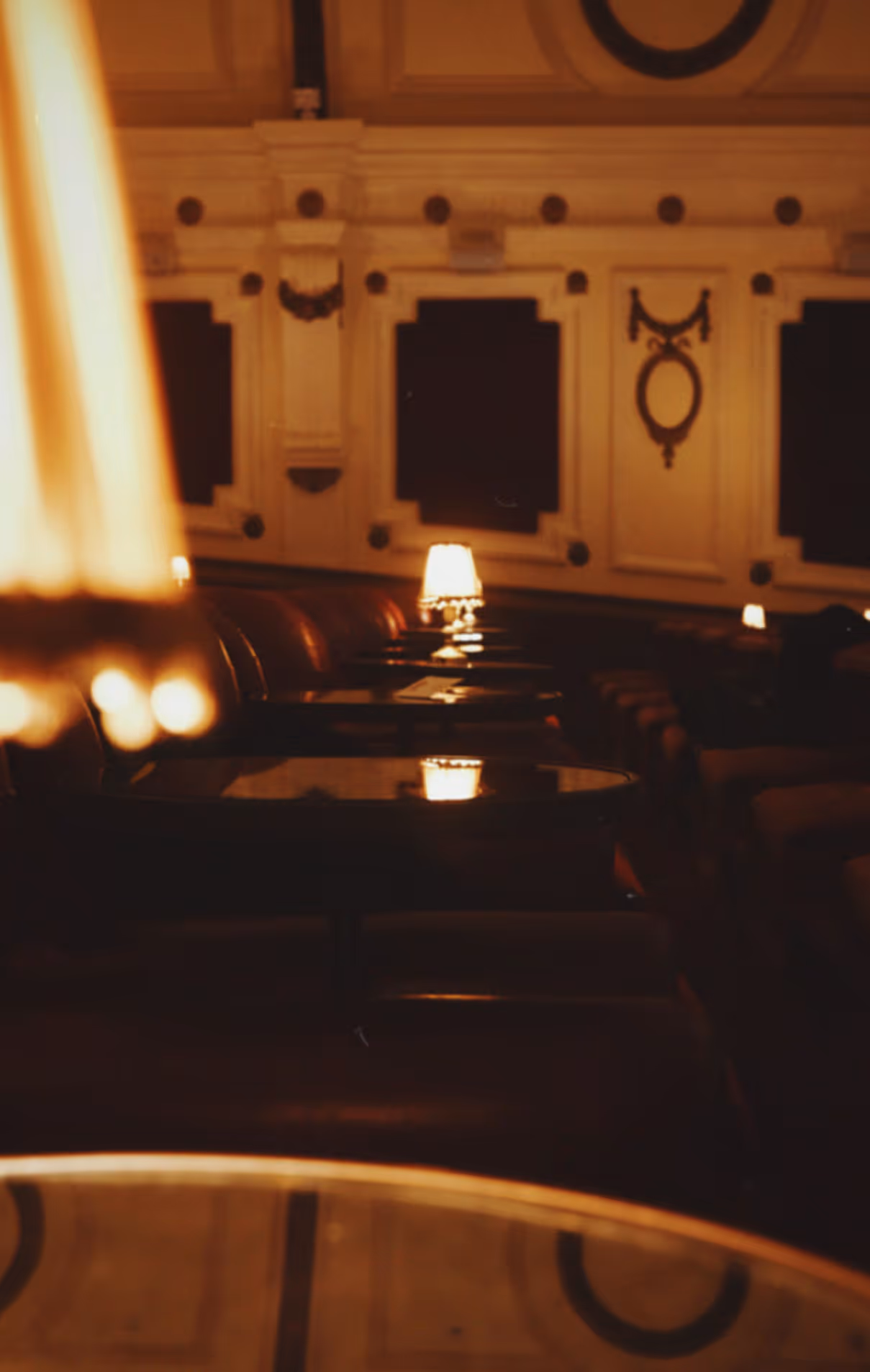 Seatting in a theatre with moody lighting