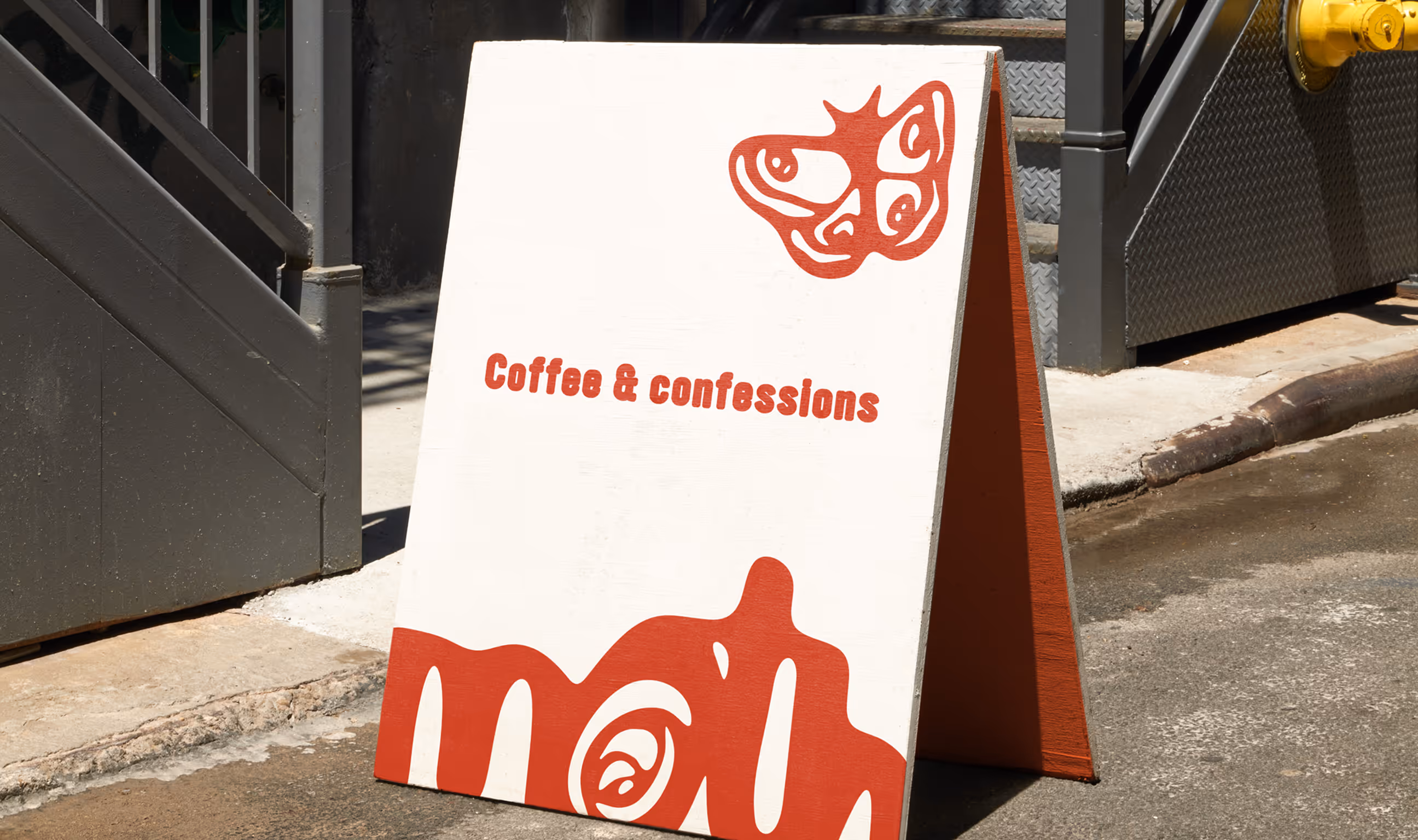 Sandwich board for the moth coffee shop