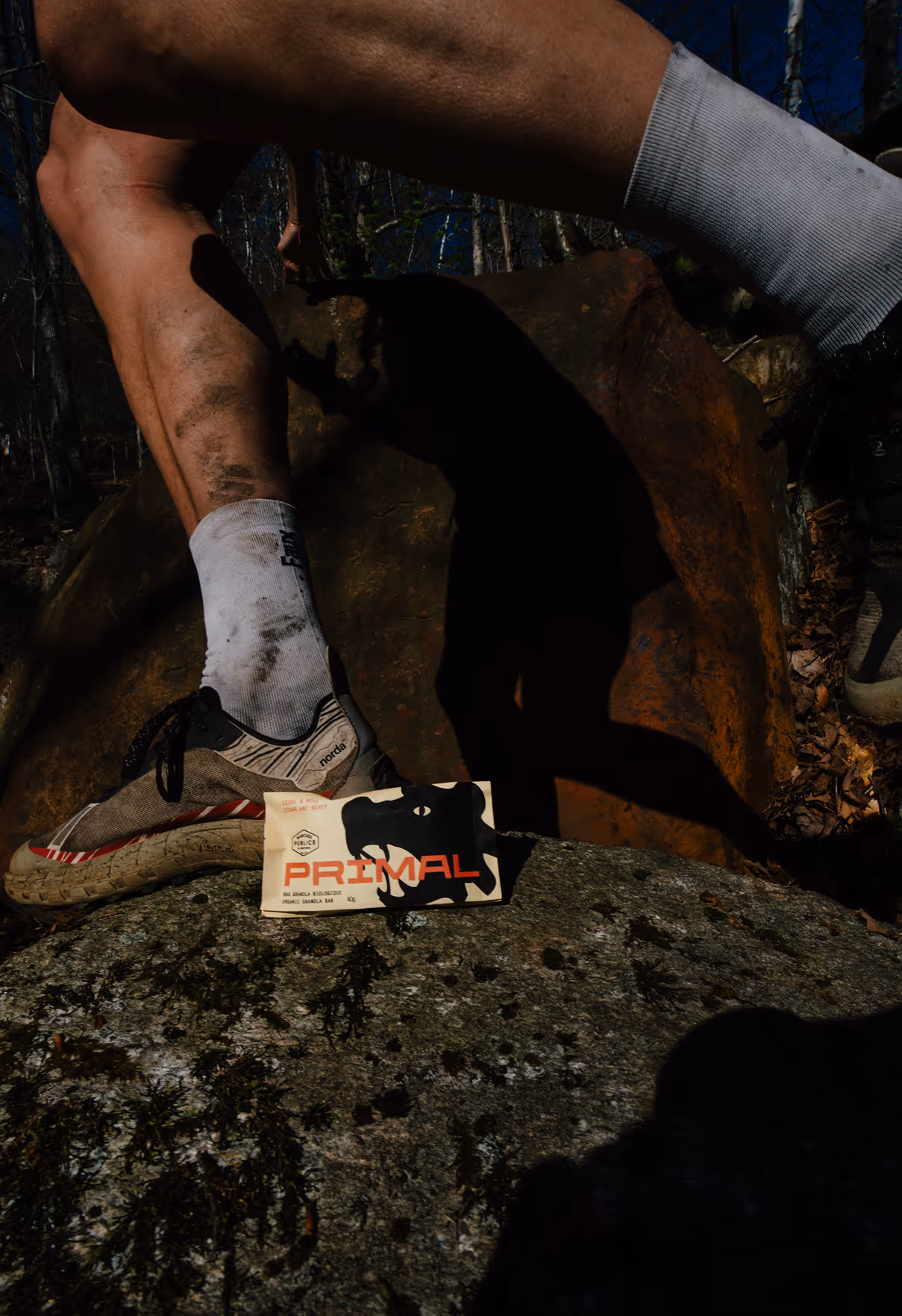 Granola bar with runners feet. Photo credit Felix Burke.