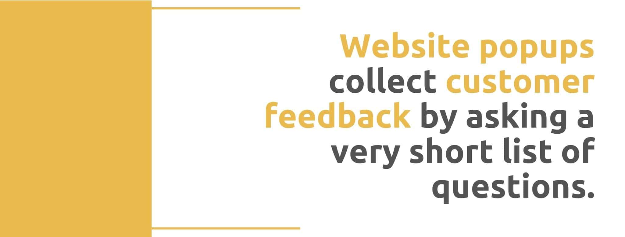 Website popups collect customer feedback by asking a very short list of questions - 22 Ways to Collect Customer Feedback - Replyco