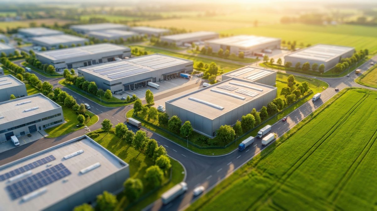 Aerial view of a master-planned energy campus