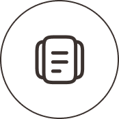 Icon of a document with three horizontal lines inside a circle.