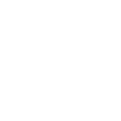 White speech bubbles icon inside a white circular border on a black background.