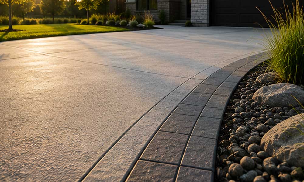 Smooth concrete driveway designed for long-term residential durability and performance