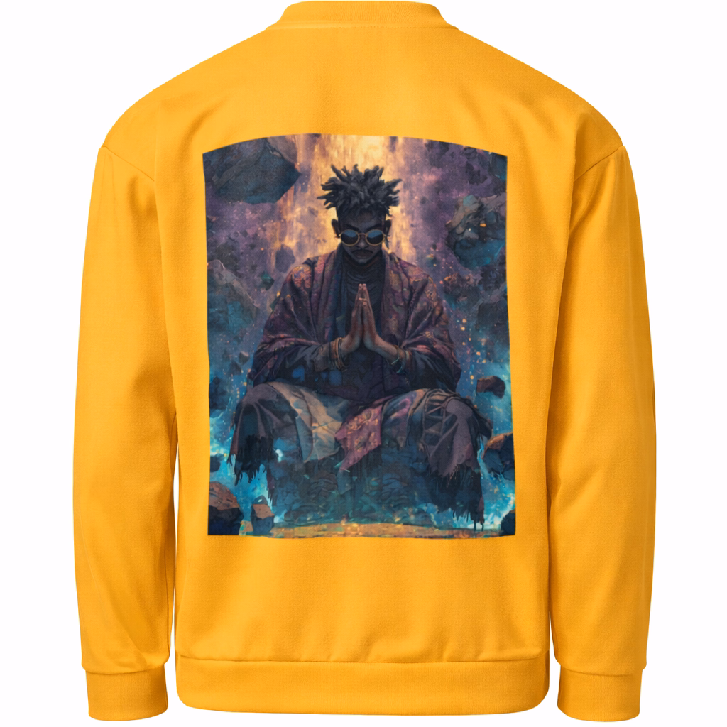 Gold Self-Control bomber jacket by NRB Art with faith-inspired artwork