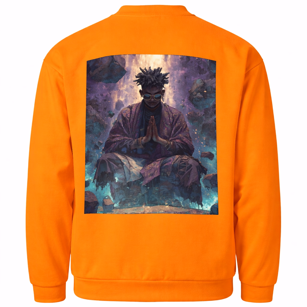 Orange Self-Control bomber jacket by NRB Art featuring faith-inspired artwork