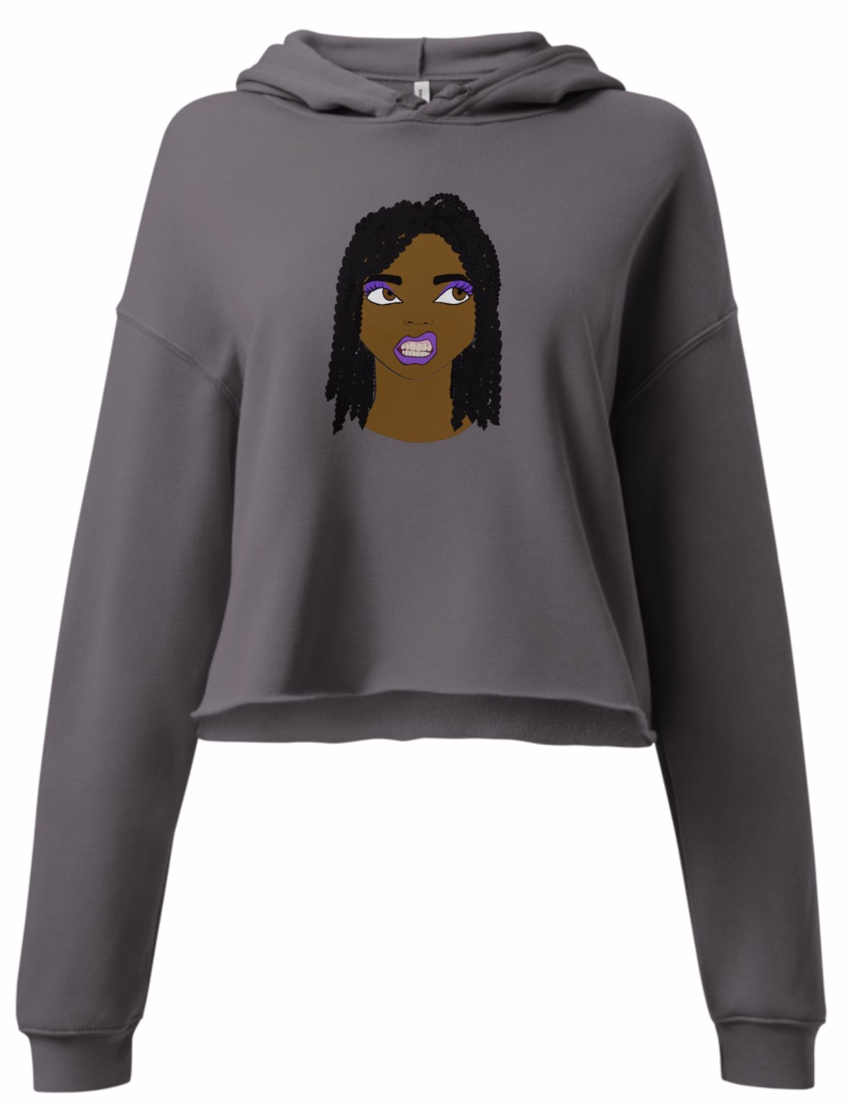 Funky Fresh Crop Hoodie in Grey - Fashion-forward cropped hoodie with raw hem and matching drawstrings