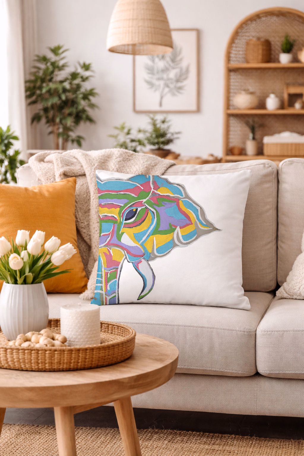 Blue elephant throw pillow by NRB Art, main product photo