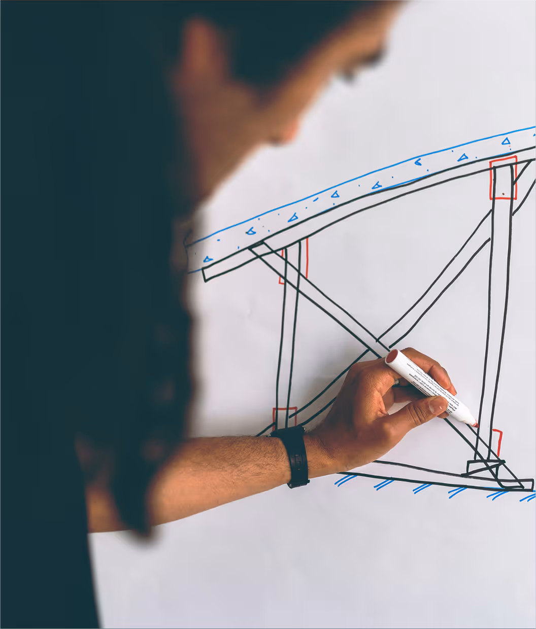 Someone sketching installation framework