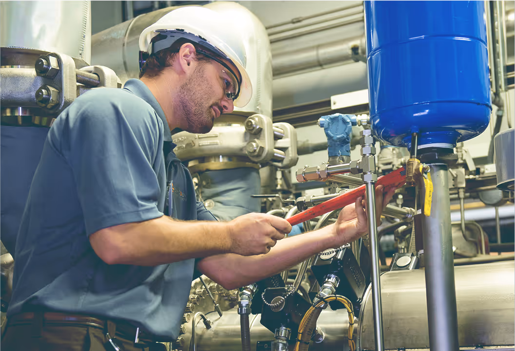 Technician working on system