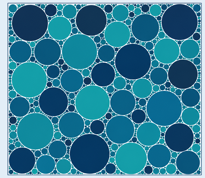 AbraLITE engineered blend particle packing at 50 percent solid volume fraction