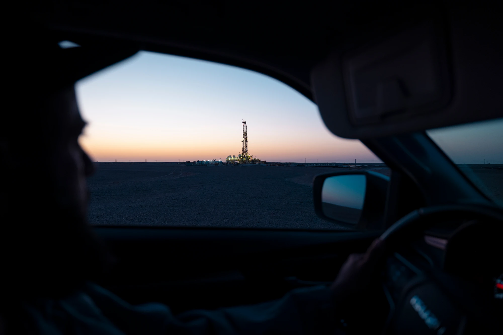 ABRAJ night rig move seen from the cab