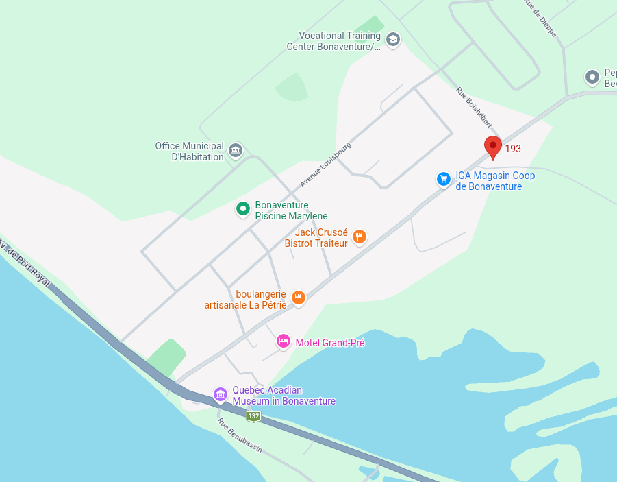 Carte de l'emplacement du CJE de Bonaventure