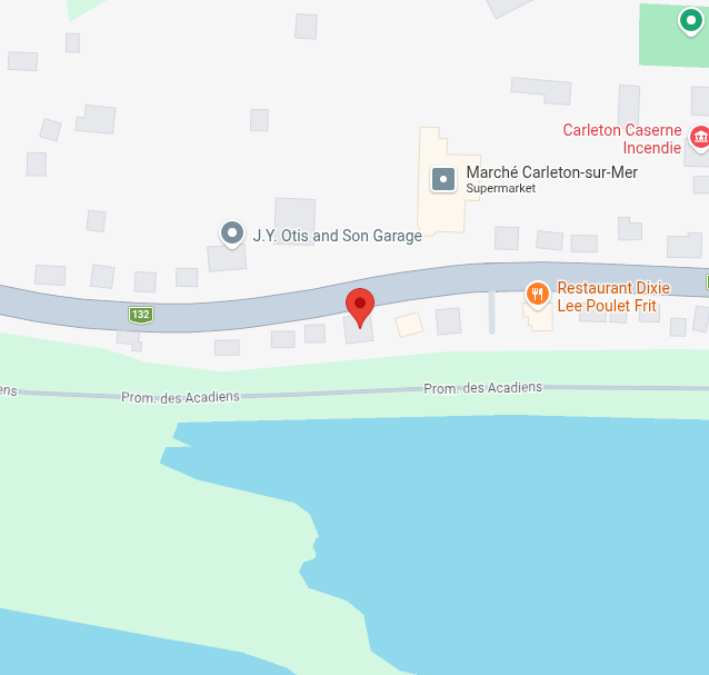 Carte de l'emplacement du CJE de Carleton-sur-Mer