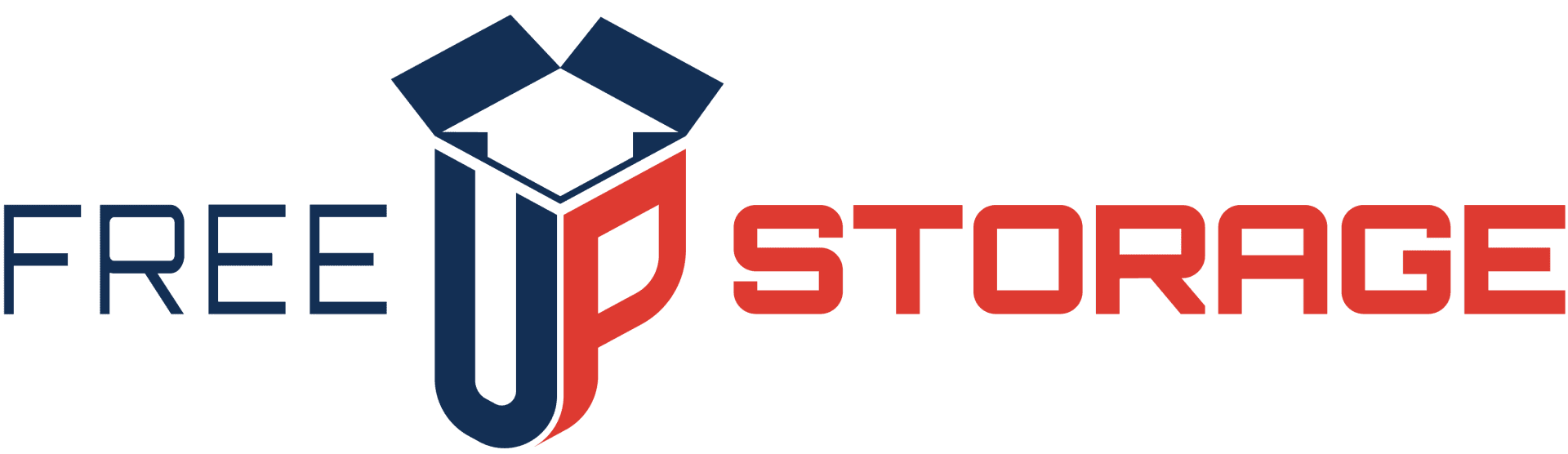 Logo of Free Up Storage featuring stylized open box with letters U and P integrated.