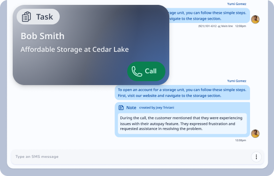 Page of Ease Connect platform. Chat and Call can be combined in the same screen