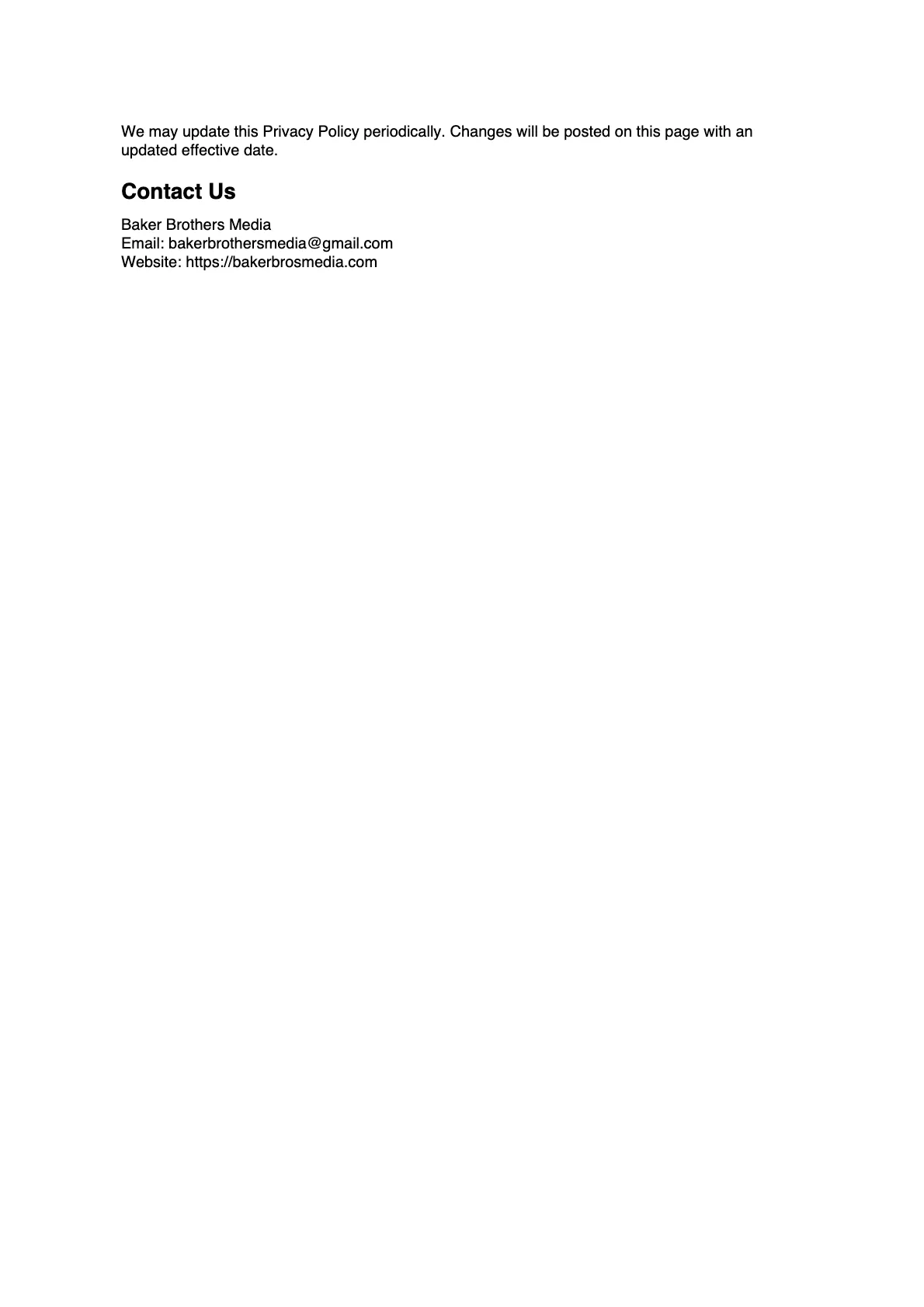 Privacy policy page two