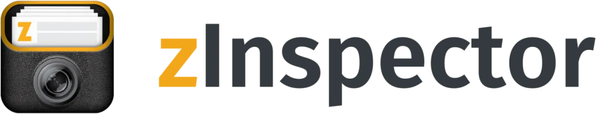 zInspector logo with stylized icon of a camera and documents