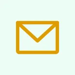 Orange envelope icon on a light green background representing email.