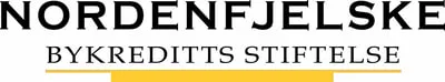 Logo for Nordenfjelske Bykreditts Stiftelse with text in black and a yellow underline.