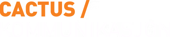 Logo for Cactus7 Kommunikasjon with orange and white text on black background.