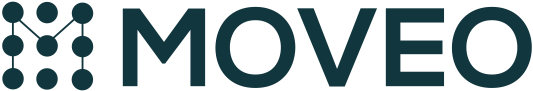 Moveo logo with connected circles forming an M on the left and bold text Moveo.
