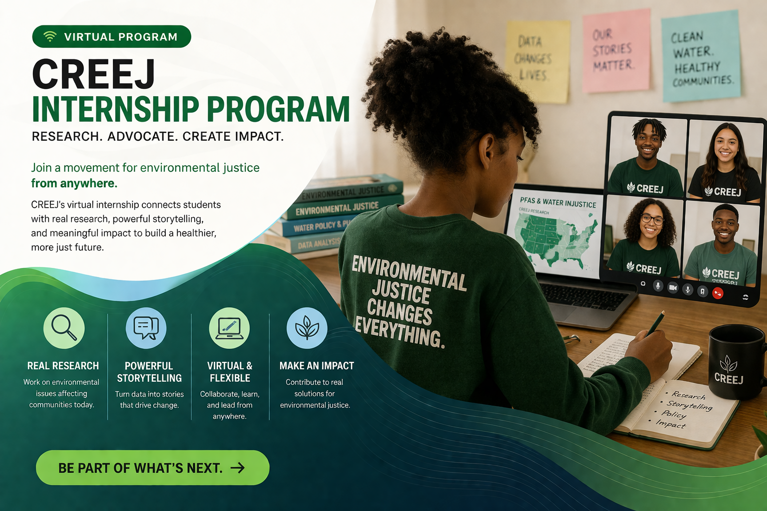Informational image about the internship program. Click the associated button for accessible information.