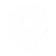 White location pin icon on black background.
