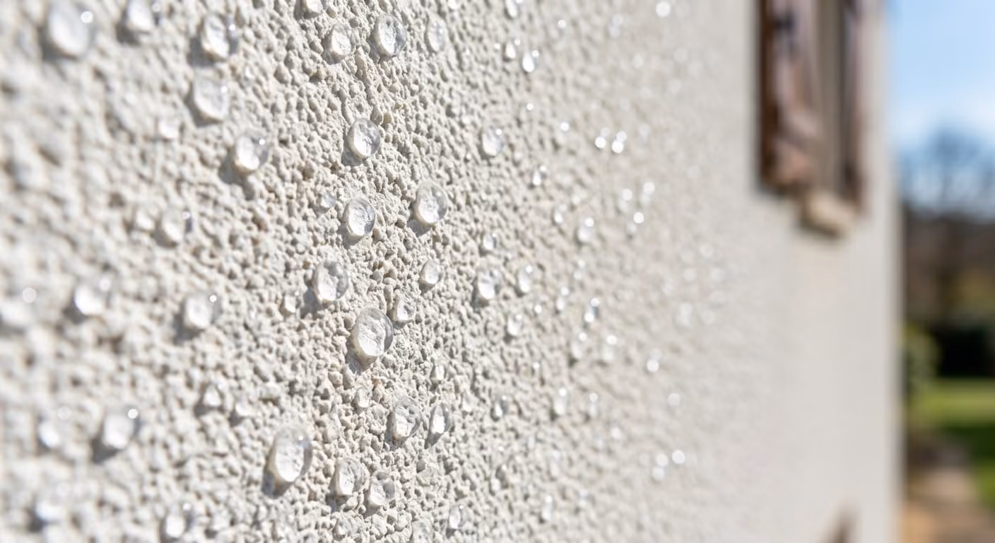 Surface de façade protégée par un traitement hydrofuge