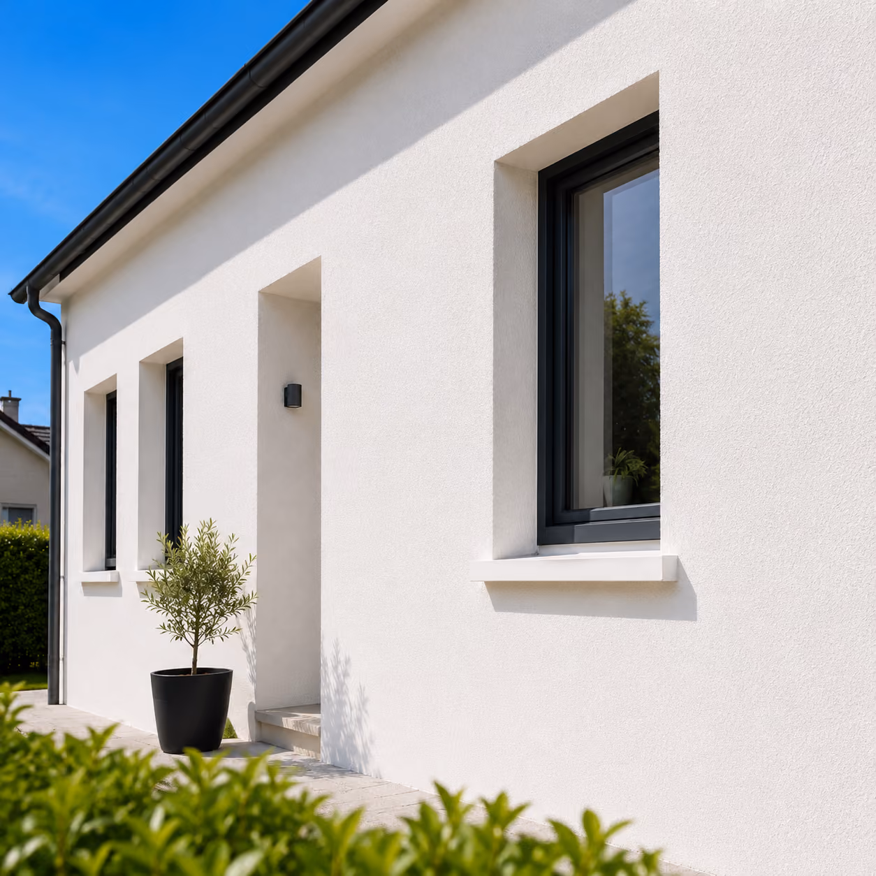 Maison protégée par un revêtement de façade uniforme
