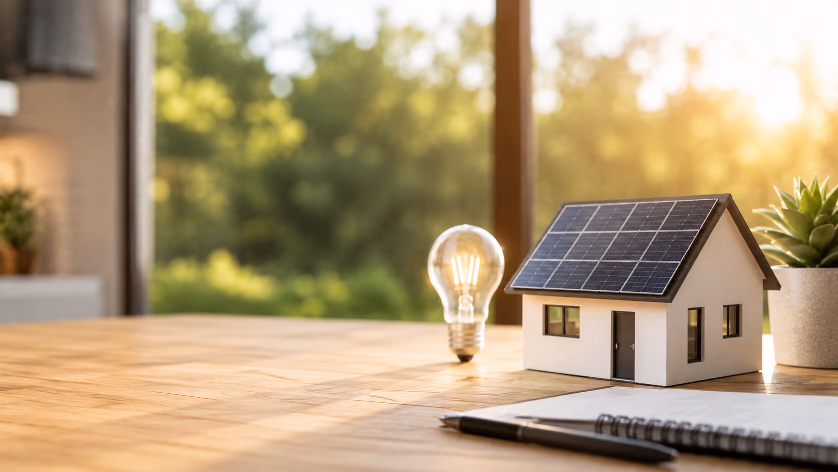 Projet photovoltaïque résidentiel avec maison miniature et panneau solaire