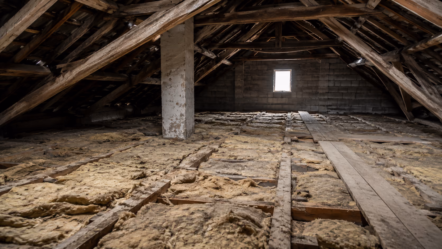 Combles avant les travaux d’isolation thermique