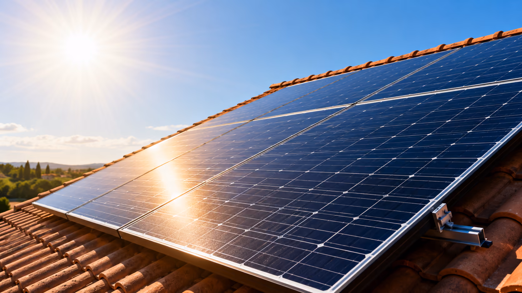Panneaux photovoltaïques captant l’énergie solaire sur une toiture