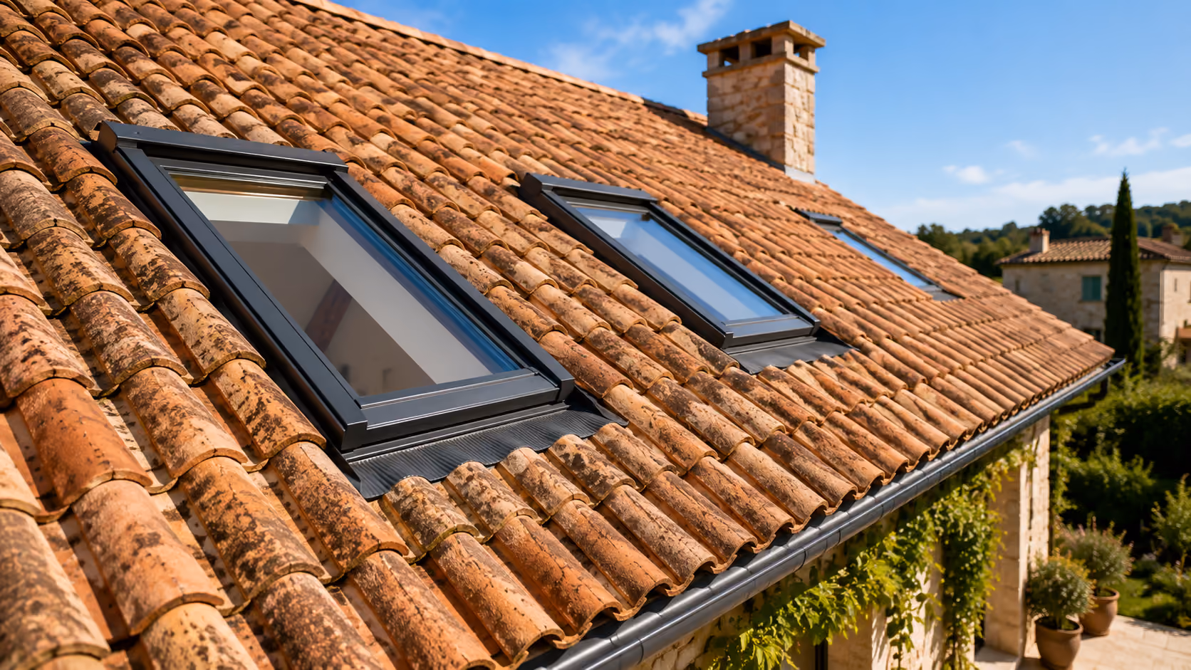 Aménagement de combles valorisé par une fenêtre de toit Velux.