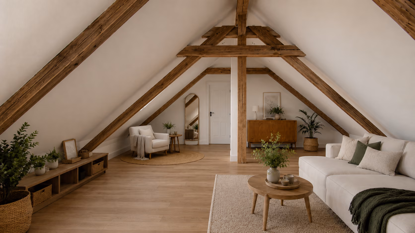 Pièce sous toiture avant la pose d’une fenêtre de toit VELUX