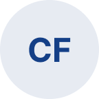 Icône circulaire bleue avec les lettres CF au centre.