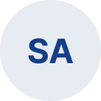 Cercle bleu avec les lettres SA en majuscules.