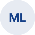 Cercle bleu avec les lettres ML au centre.