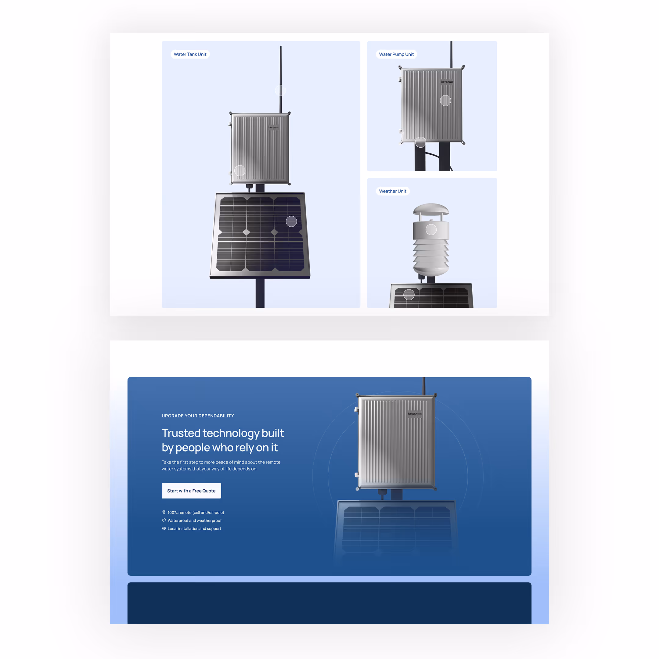 Composite image of 2 sections from the Heron's website.