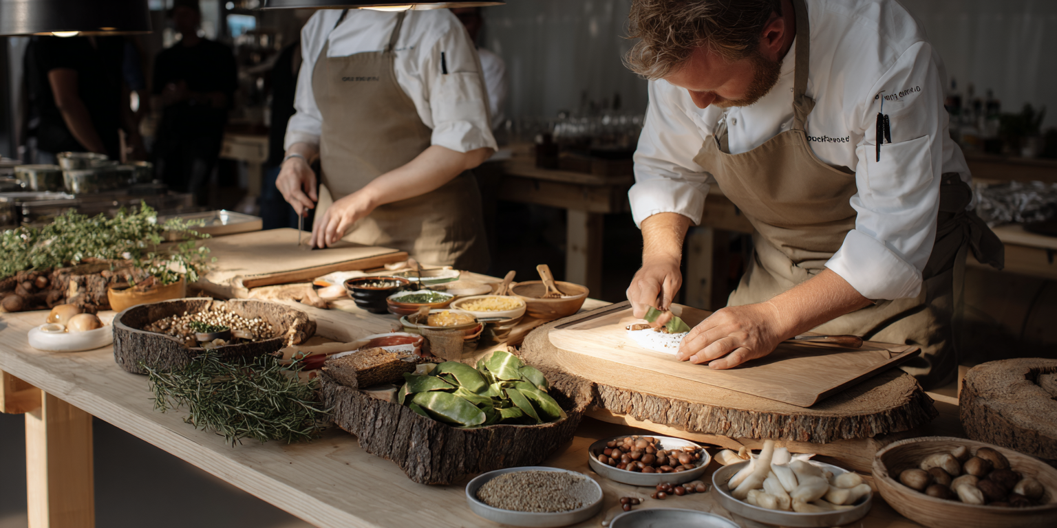 Kockar förbereder mat för catering