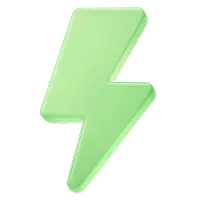 Green lightning bolt icon with a slight drop shadow.