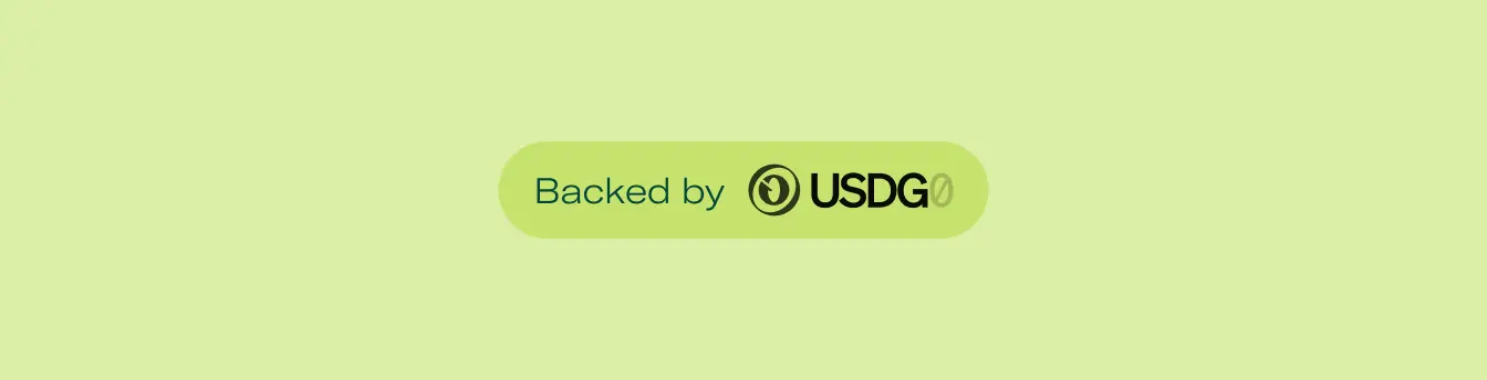 'Backed by USDG0' tag